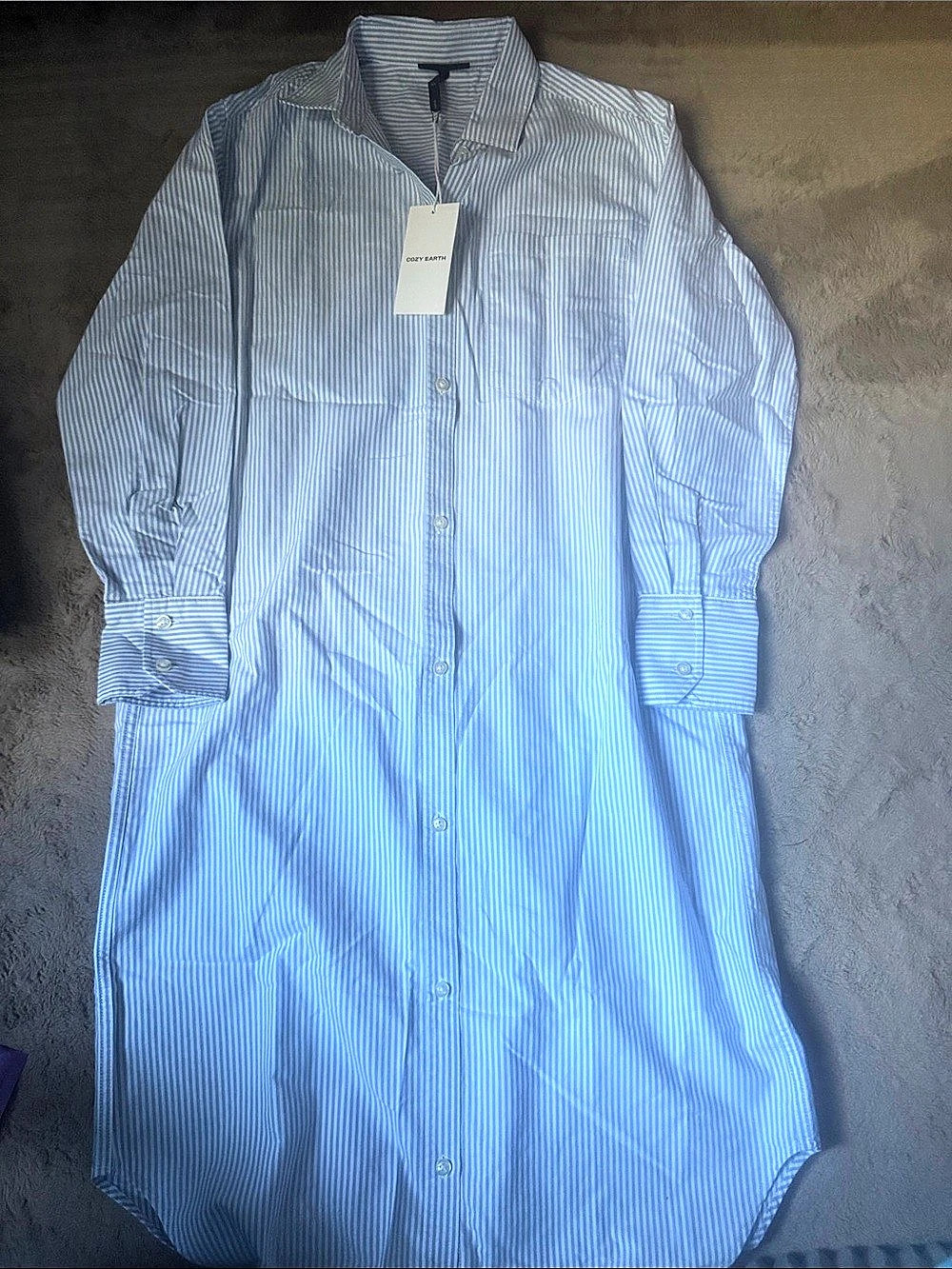 Cozy Earth Camden Midi Dress Striped Blue & White